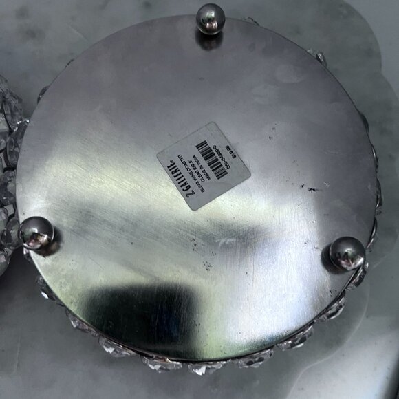 Wine Coasters Set Of 2 From Z Gallerie Clear Faceted Rhinestone Bling 6"x2.5" - Picture 14 of 16